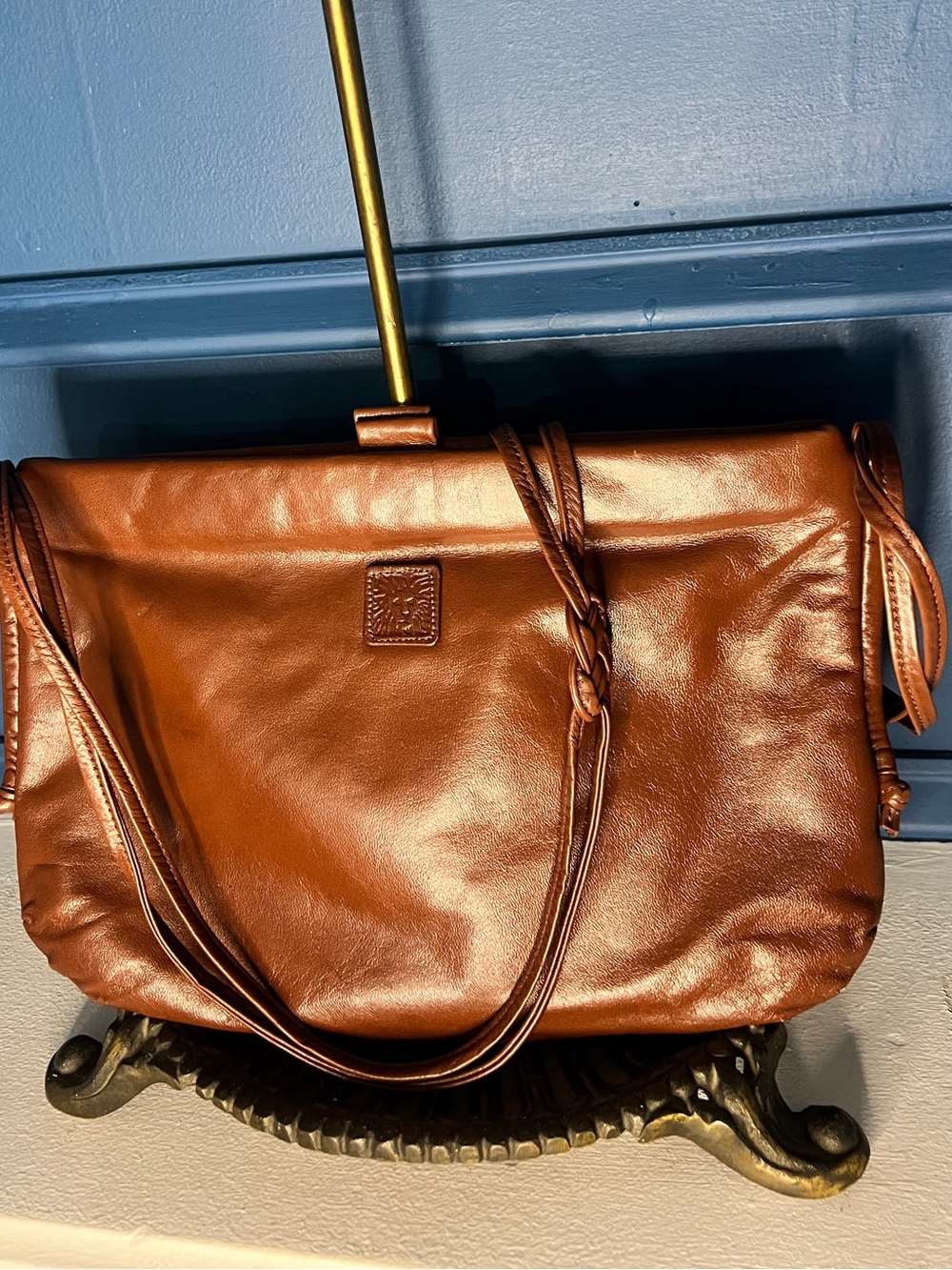 Anne Klein Copper Brown Leather Shoulder Bag
